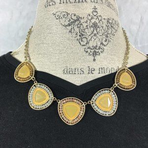 Geometric unique statement necklace Gold tones